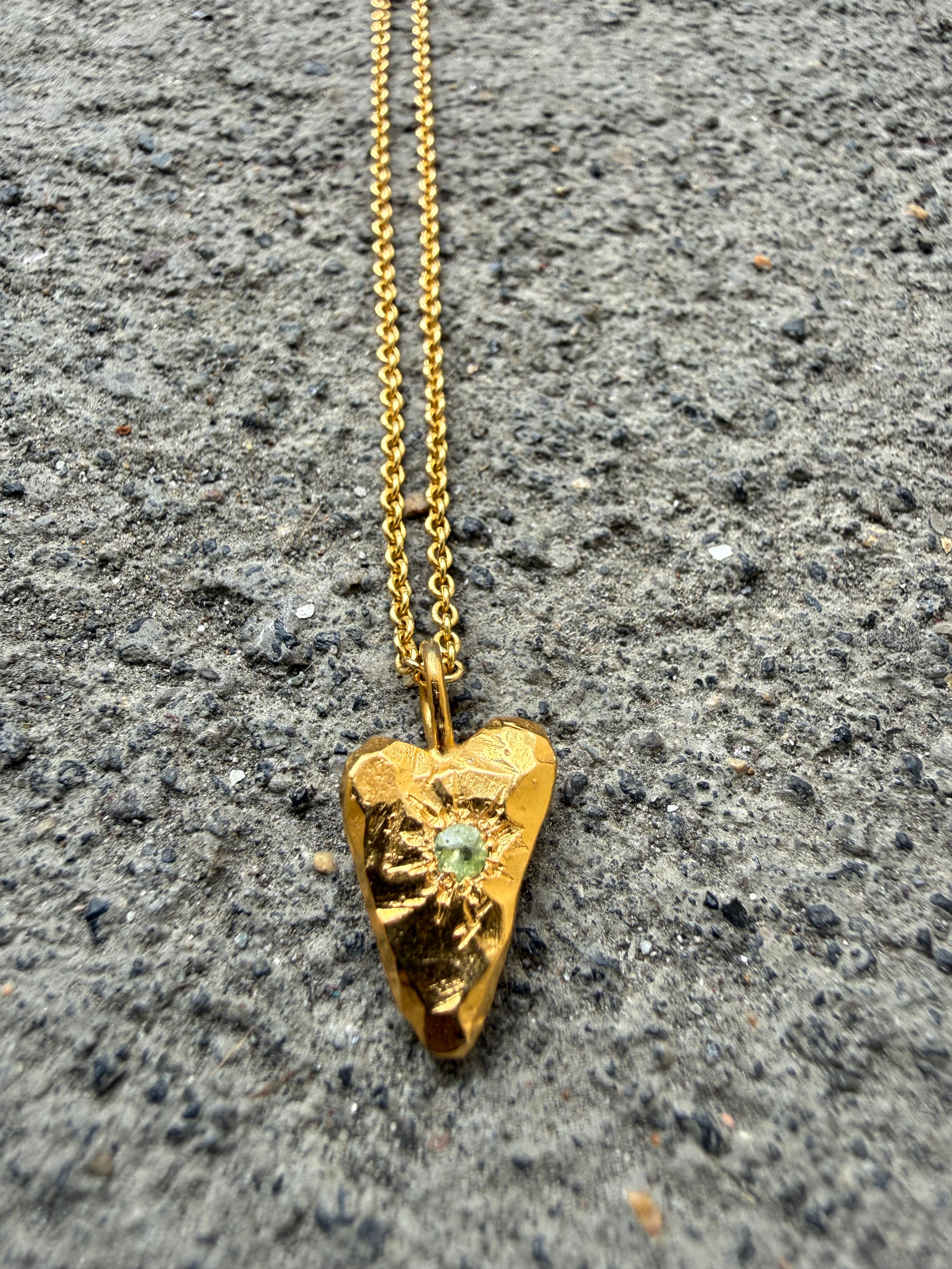 MY HEART Pendant GOLD PLATED Peridot