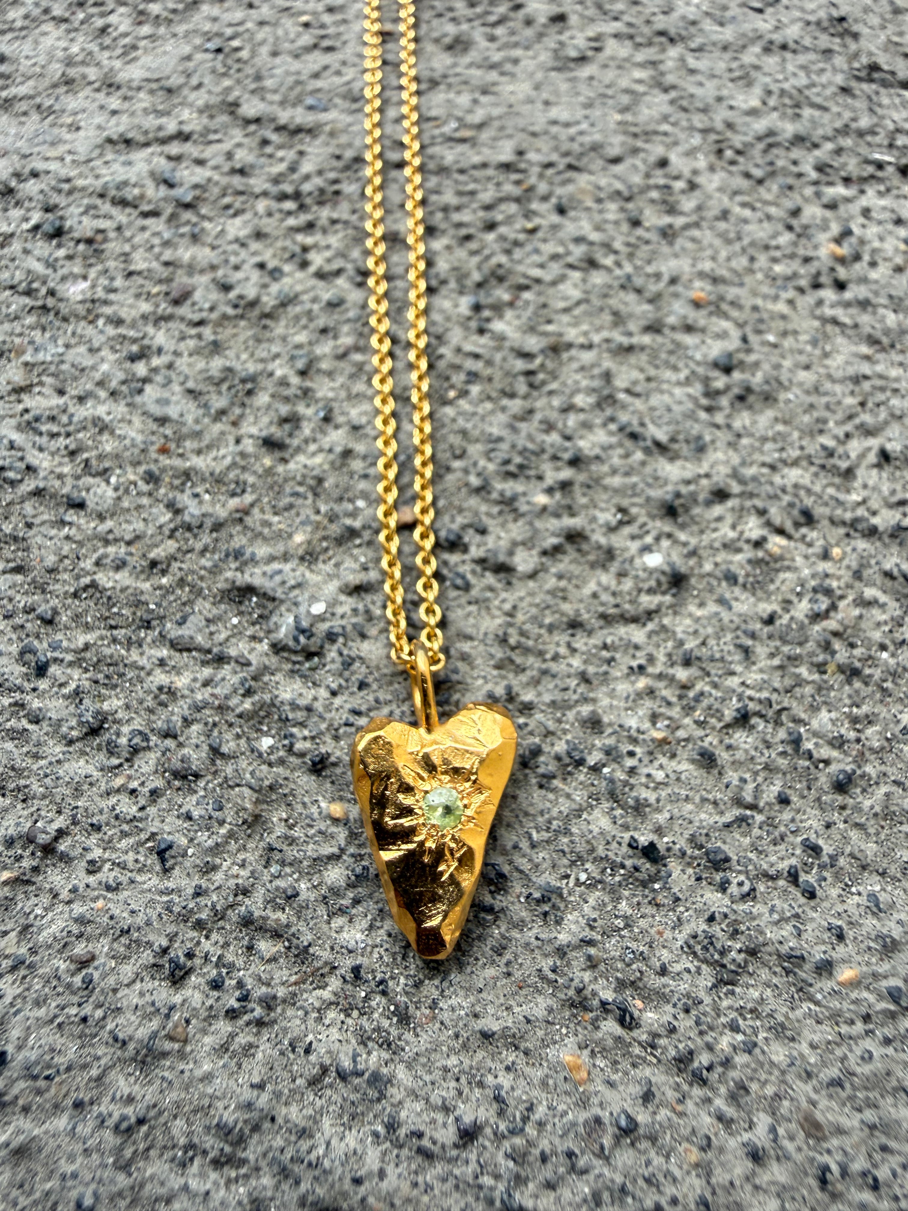 MY HEART Pendant GOLD PLATED Peridot