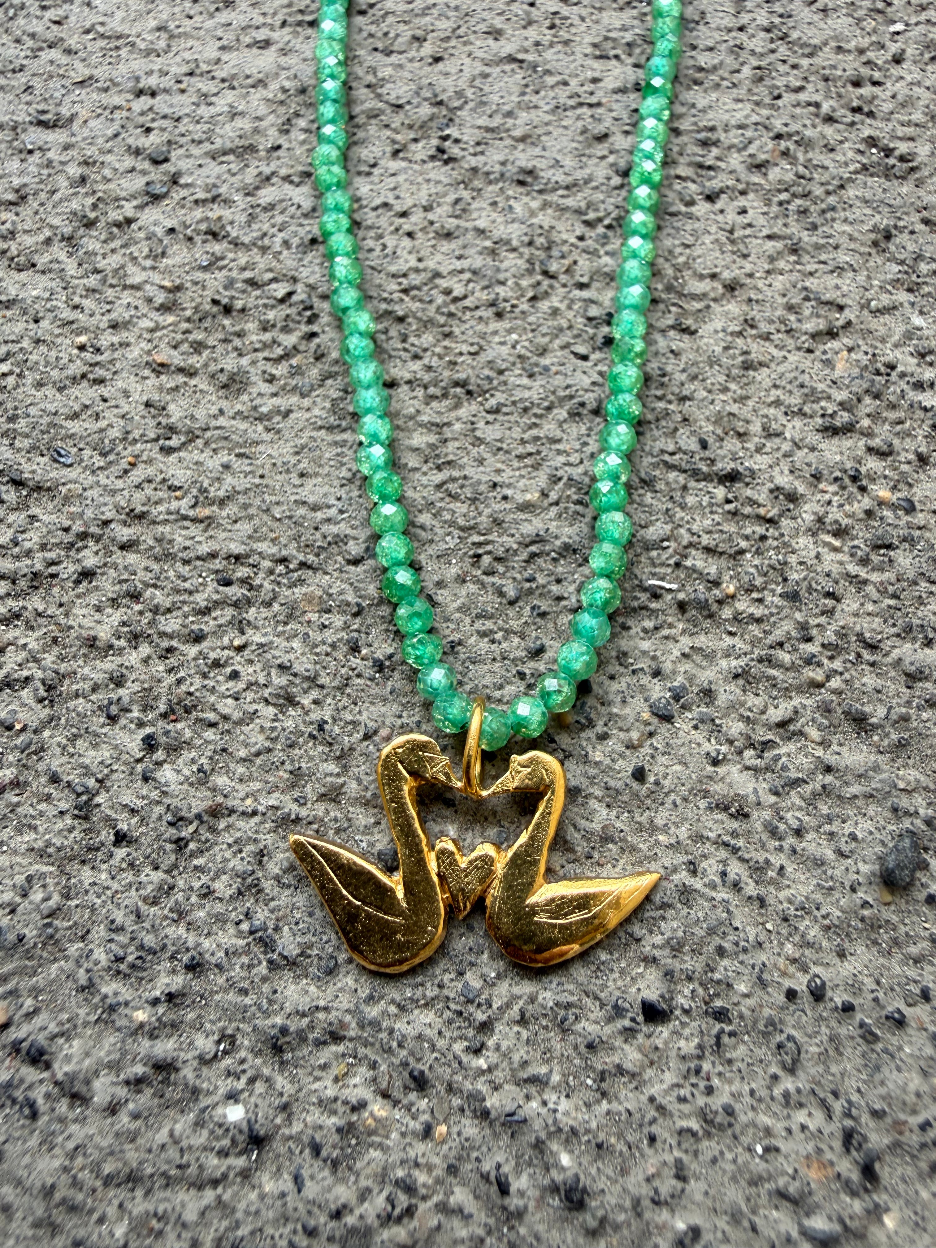 LOVE BIRDS Crystal chain GOLD PLATED