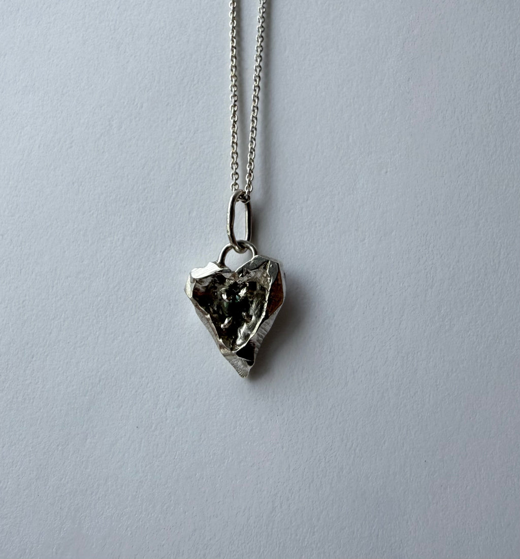 One of a kind heart with natural tourmaline