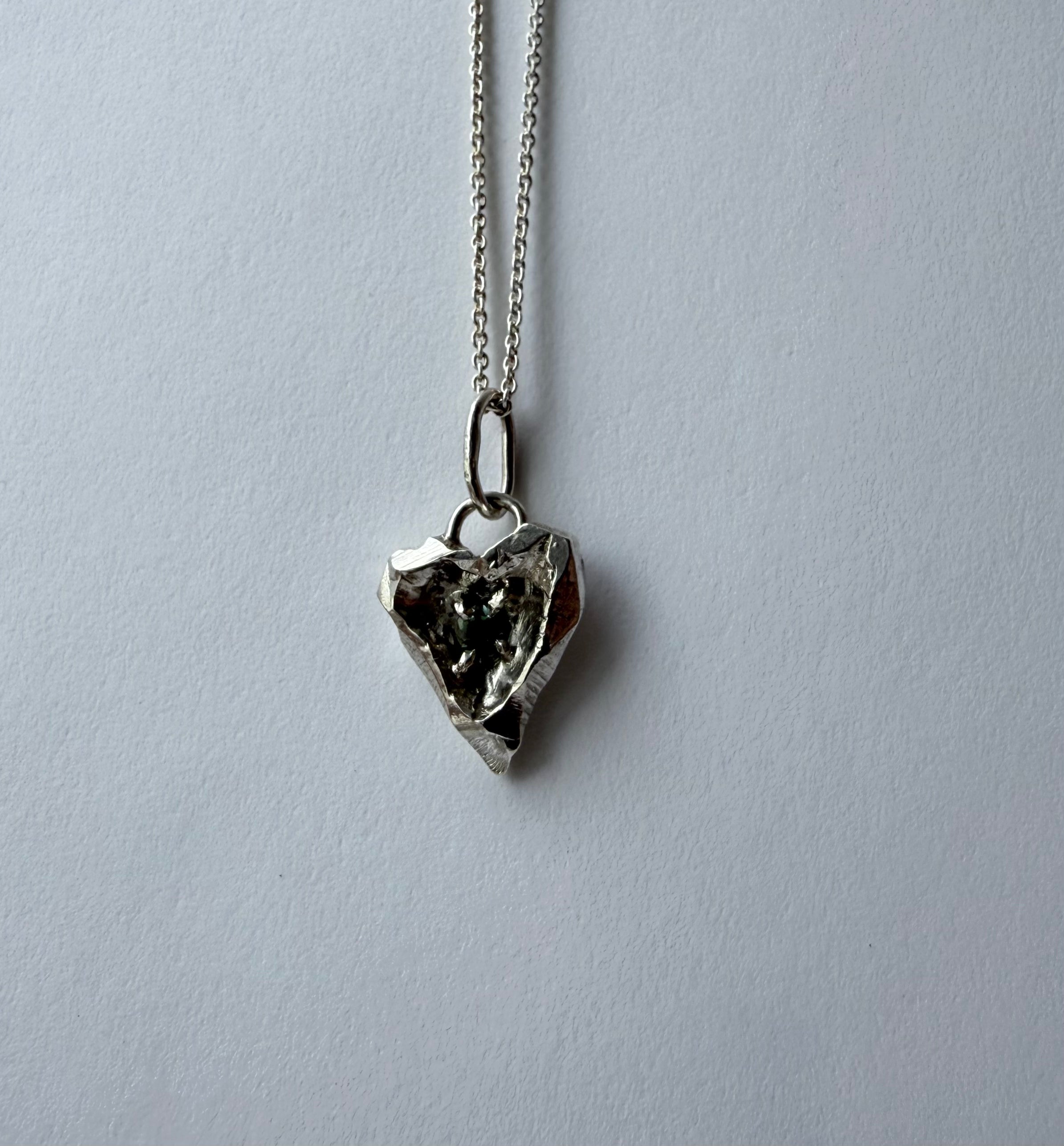 One of a kind heart with natural tourmaline