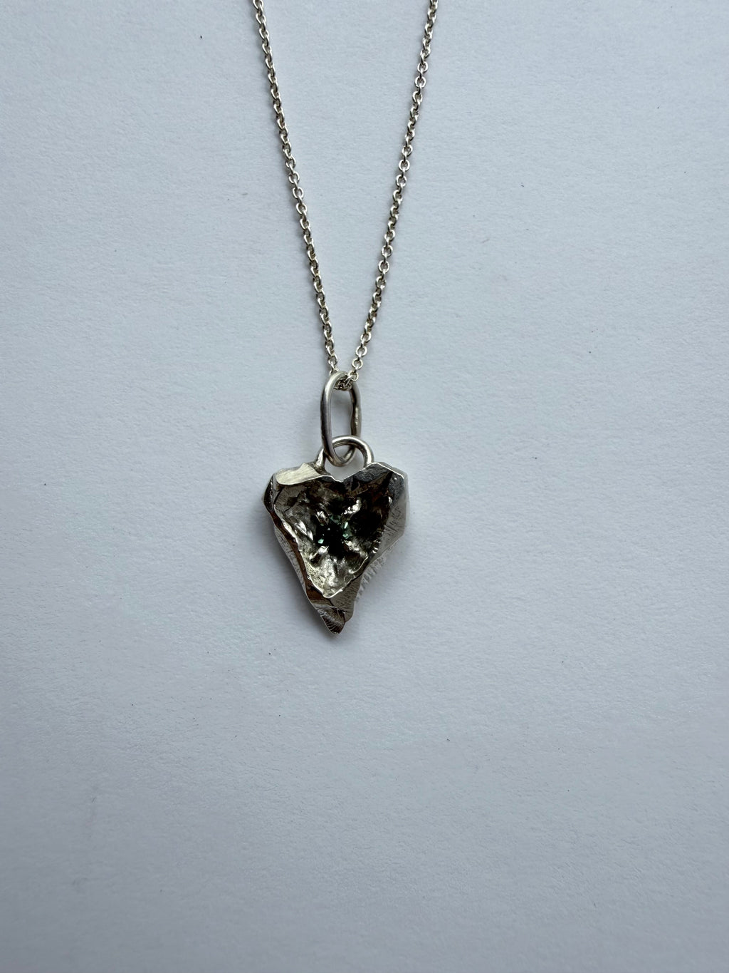 One of a kind heart with natural tourmaline