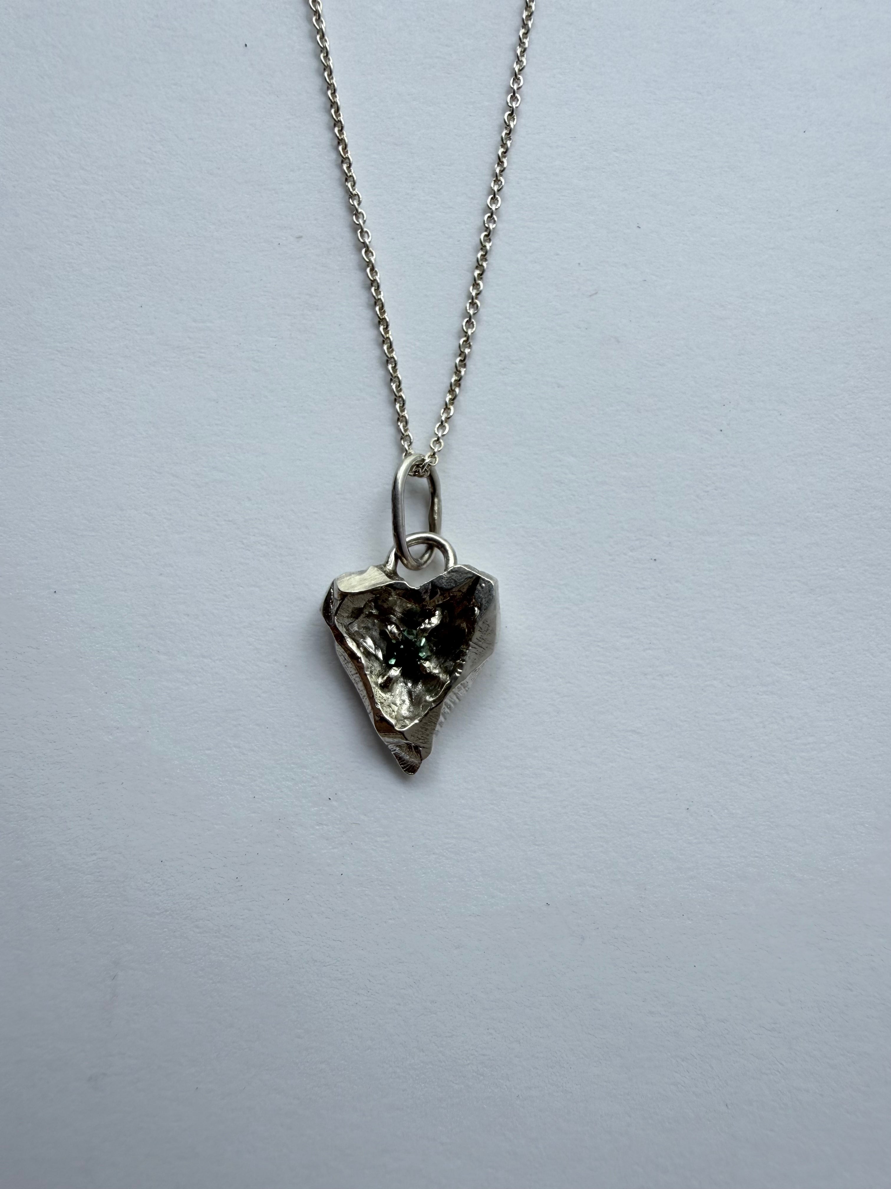 One of a kind heart with natural tourmaline