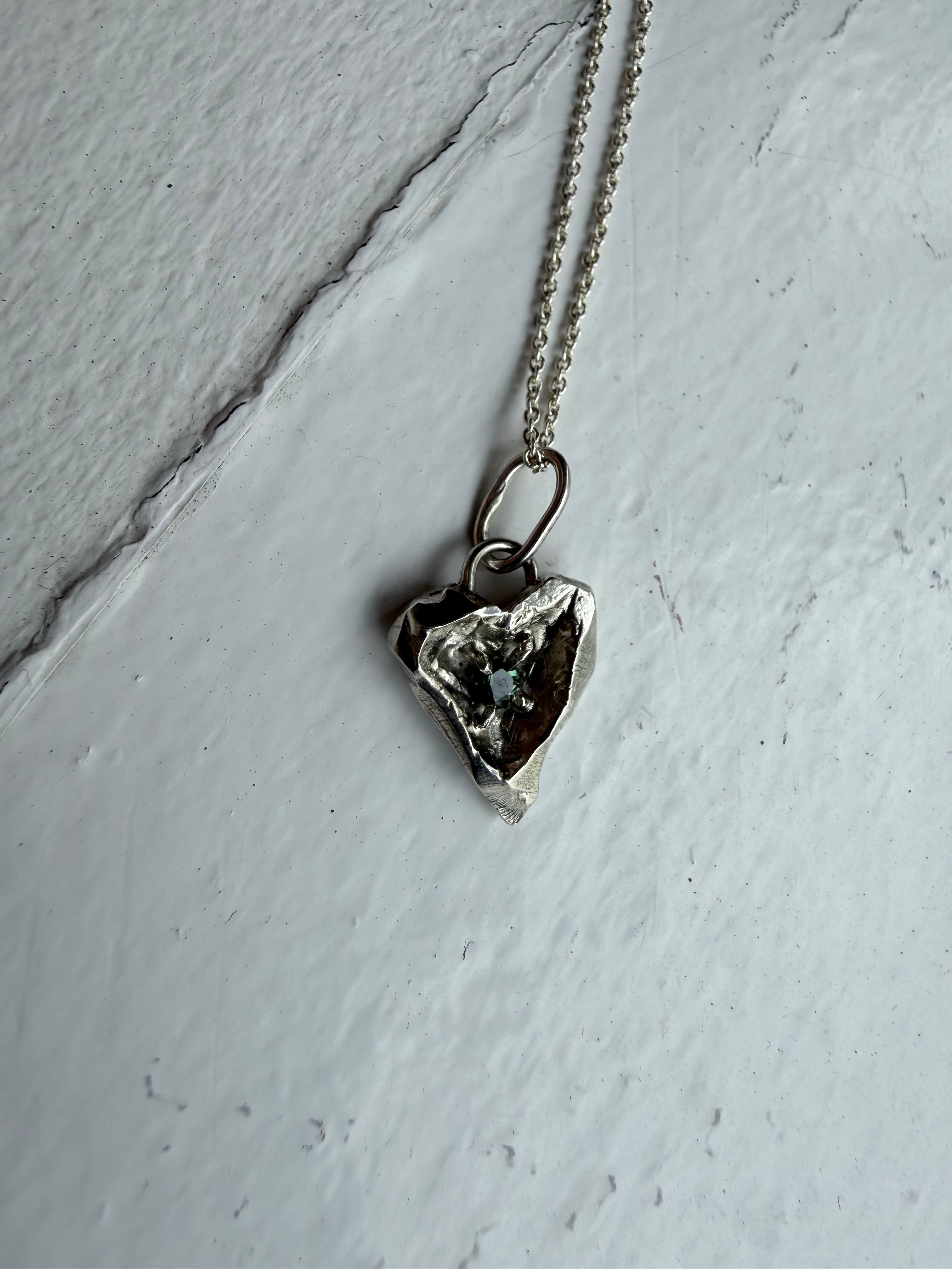 One of a kind heart with natural tourmaline