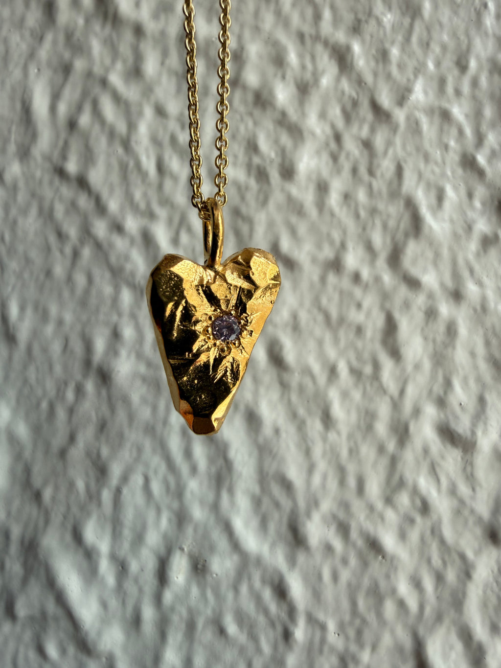 MY HEART Gold plated - Pink cubic zirconia