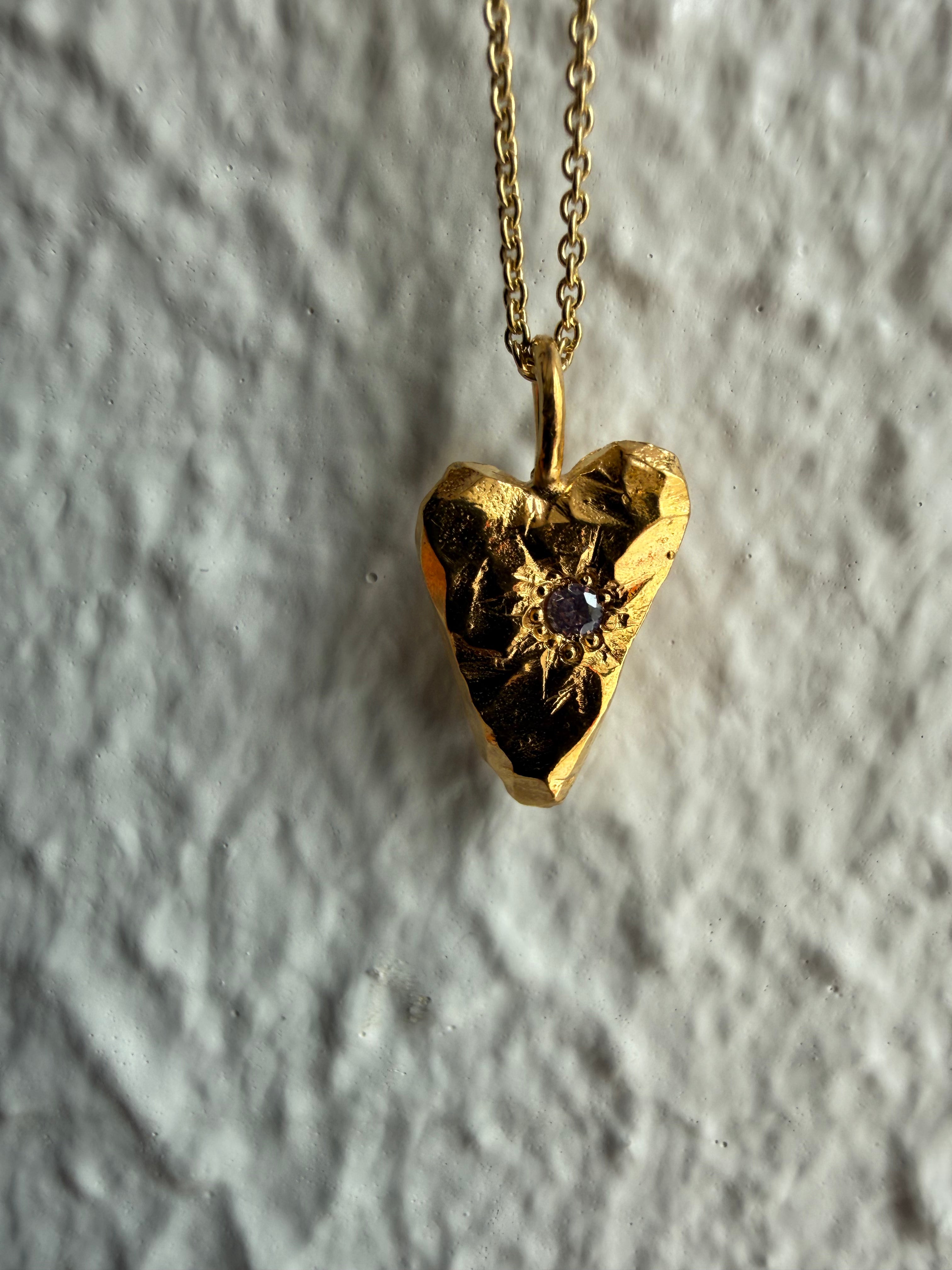 MY HEART Gold plated - Pink cubic zirconia