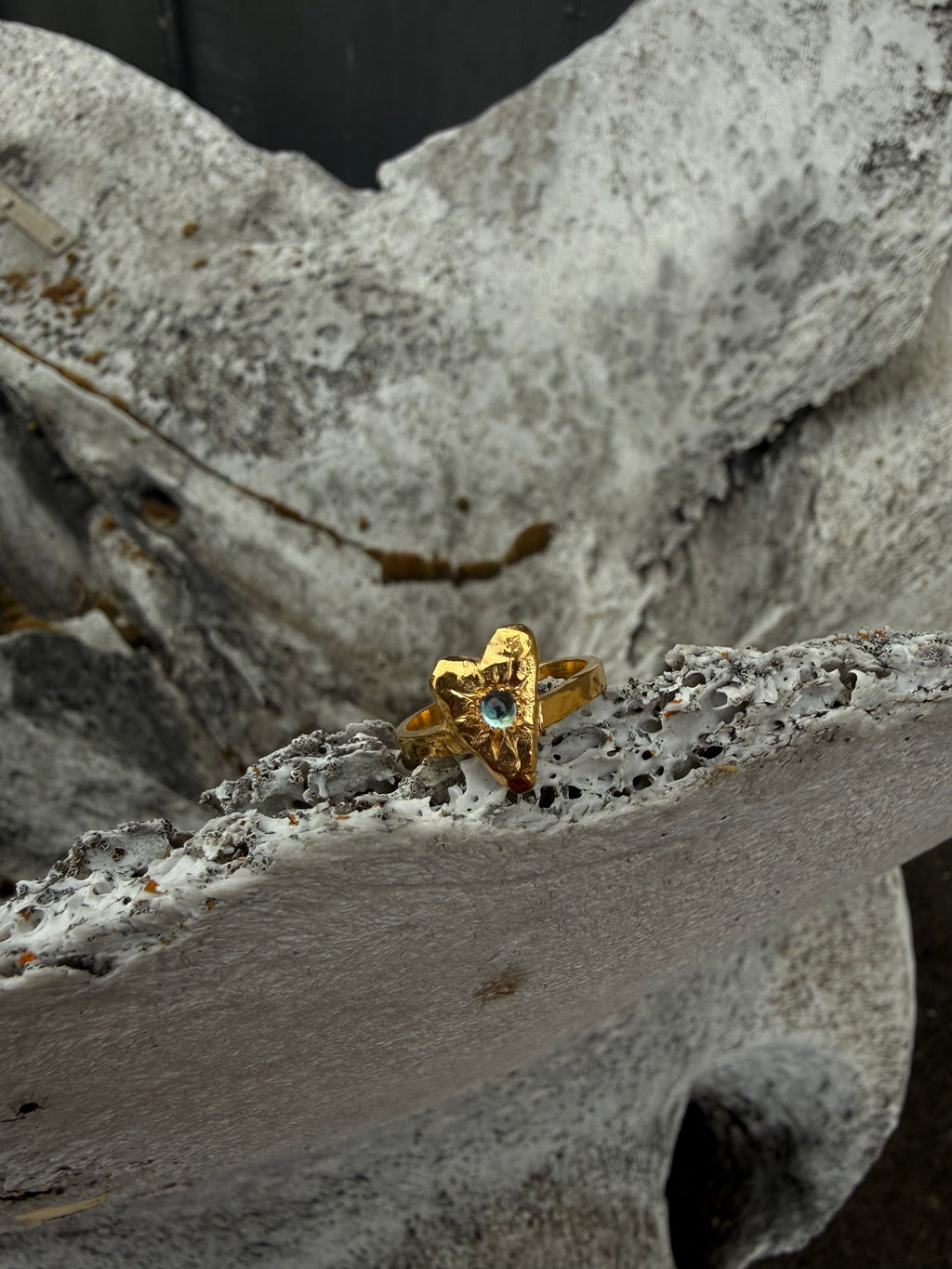 MY HEART Ring GOLD PLATED - Blue topaz