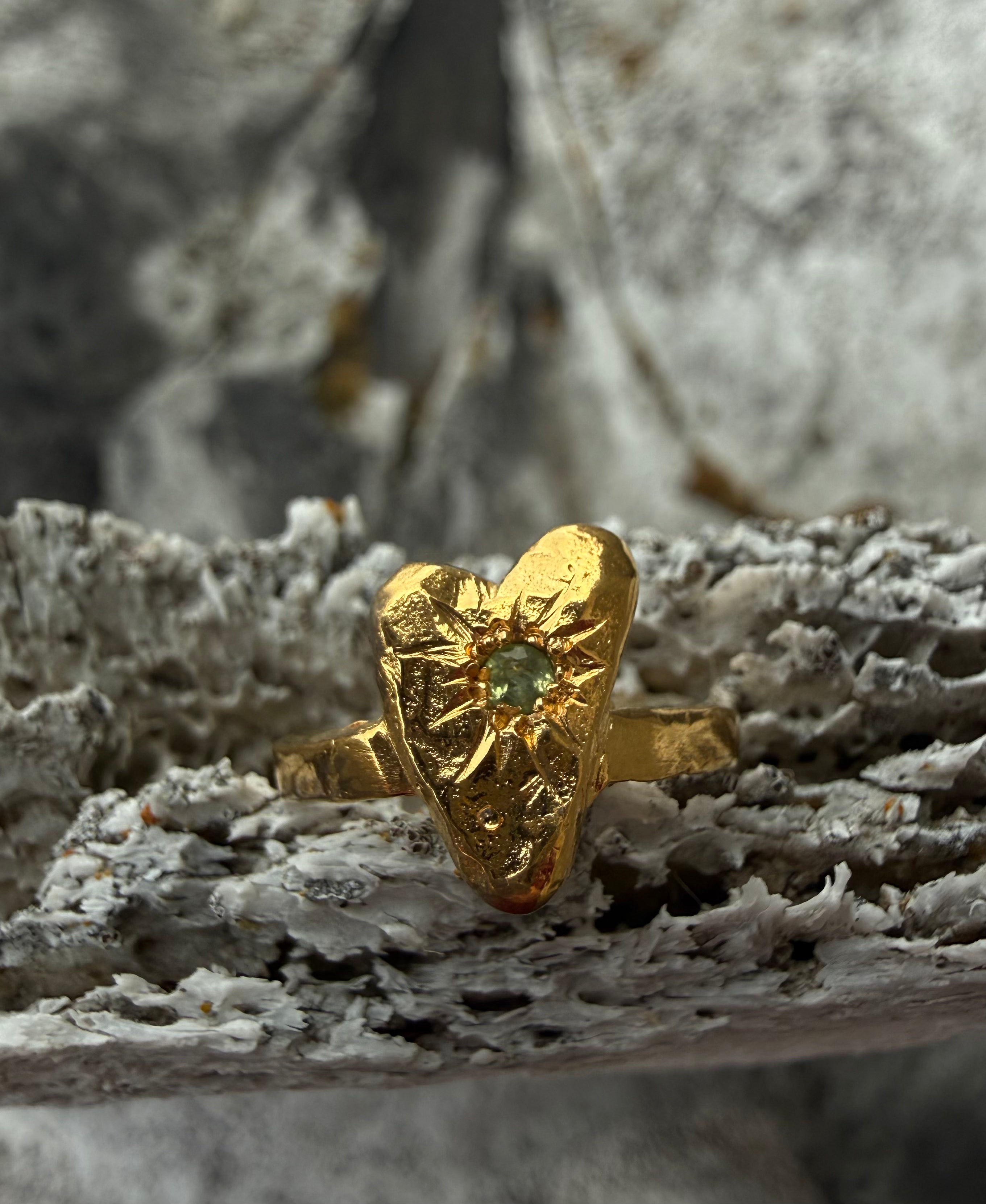 MY HEART Ring GOLD PLATED - Peridot