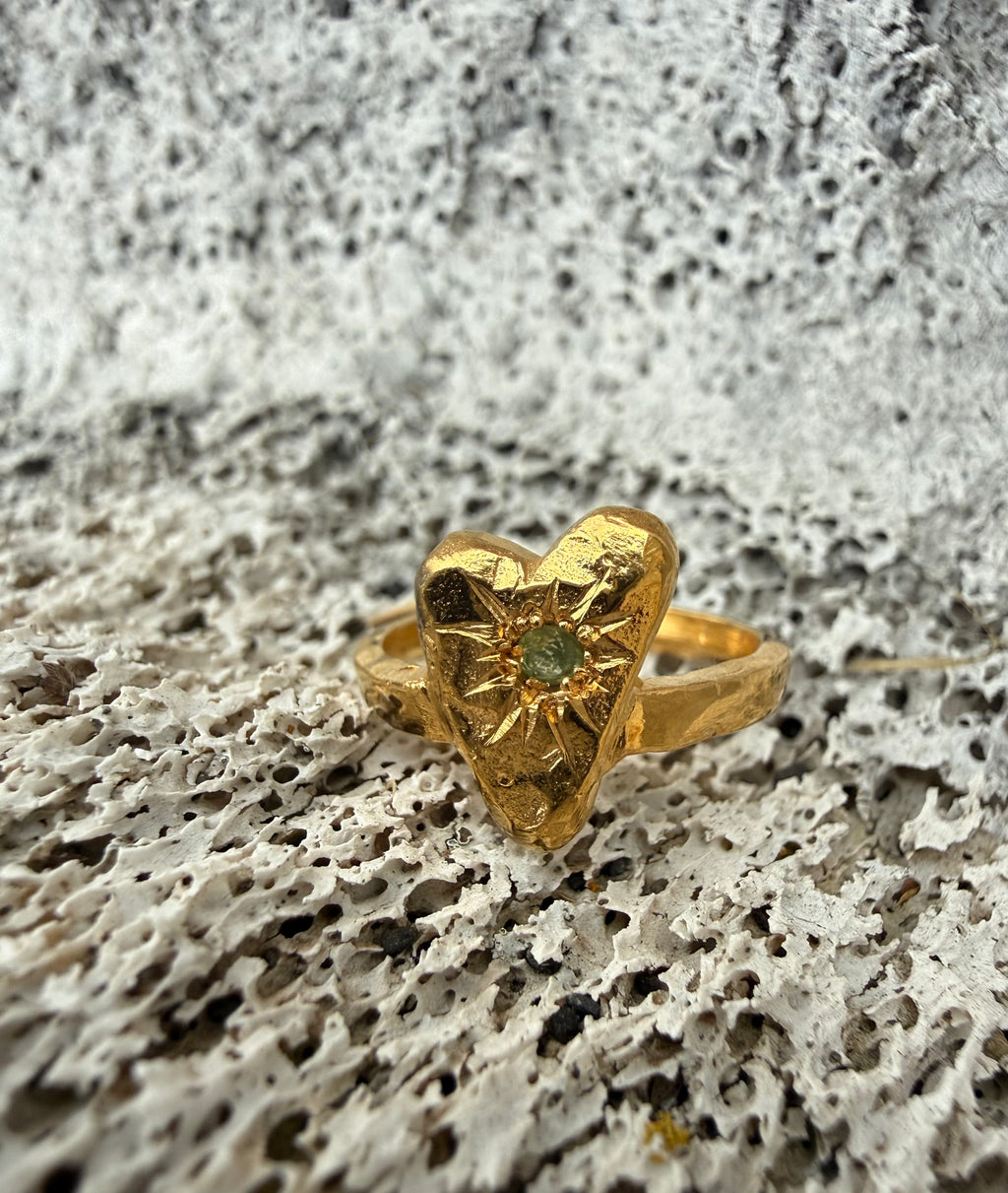 MY HEART Ring GOLD PLATED - Peridot