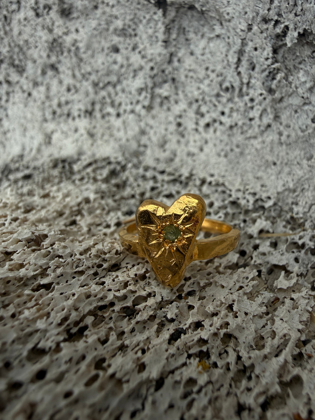 MY HEART Ring GOLD PLATED - Peridot
