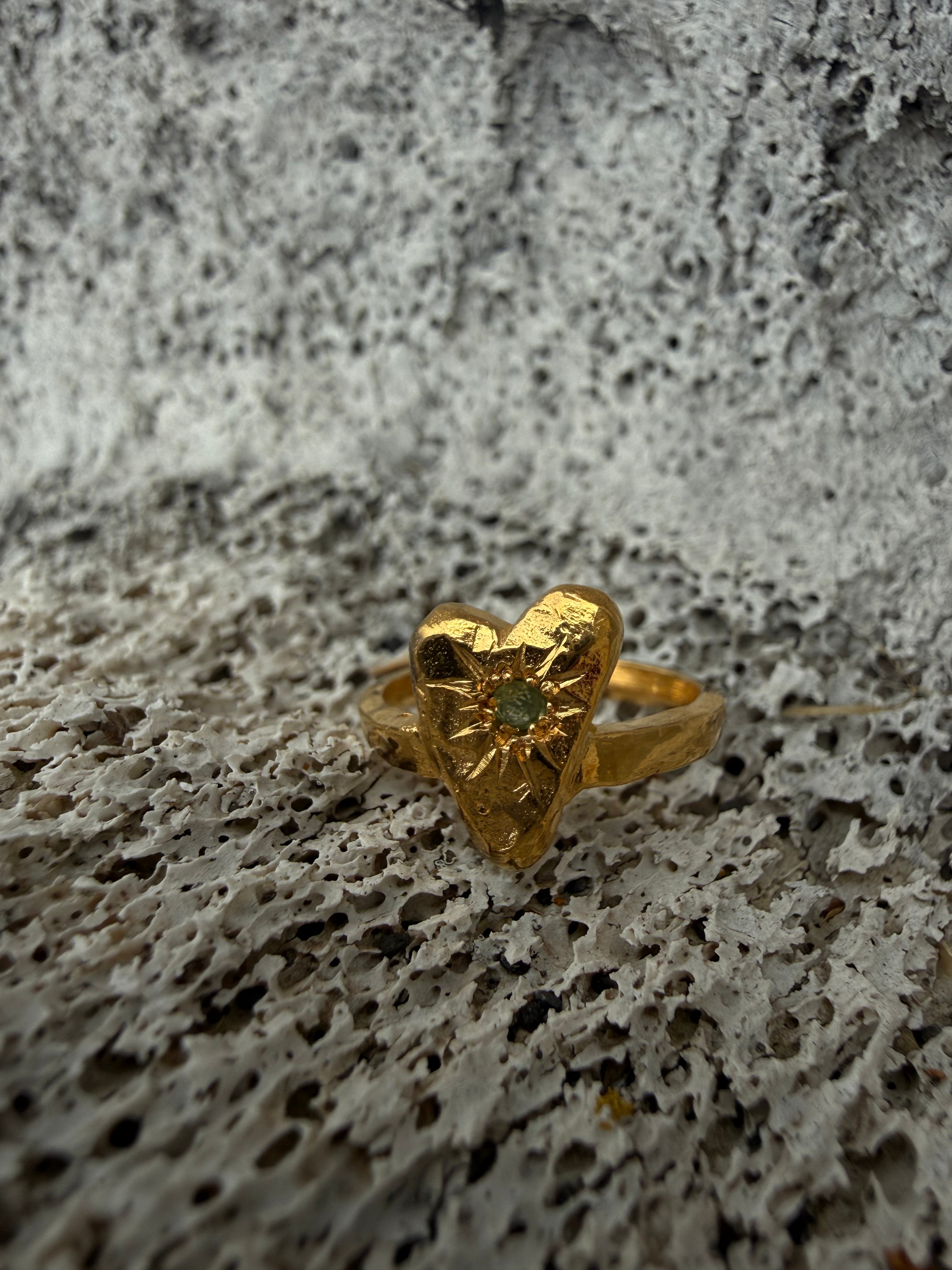 MY HEART Ring GOLD PLATED - Peridot