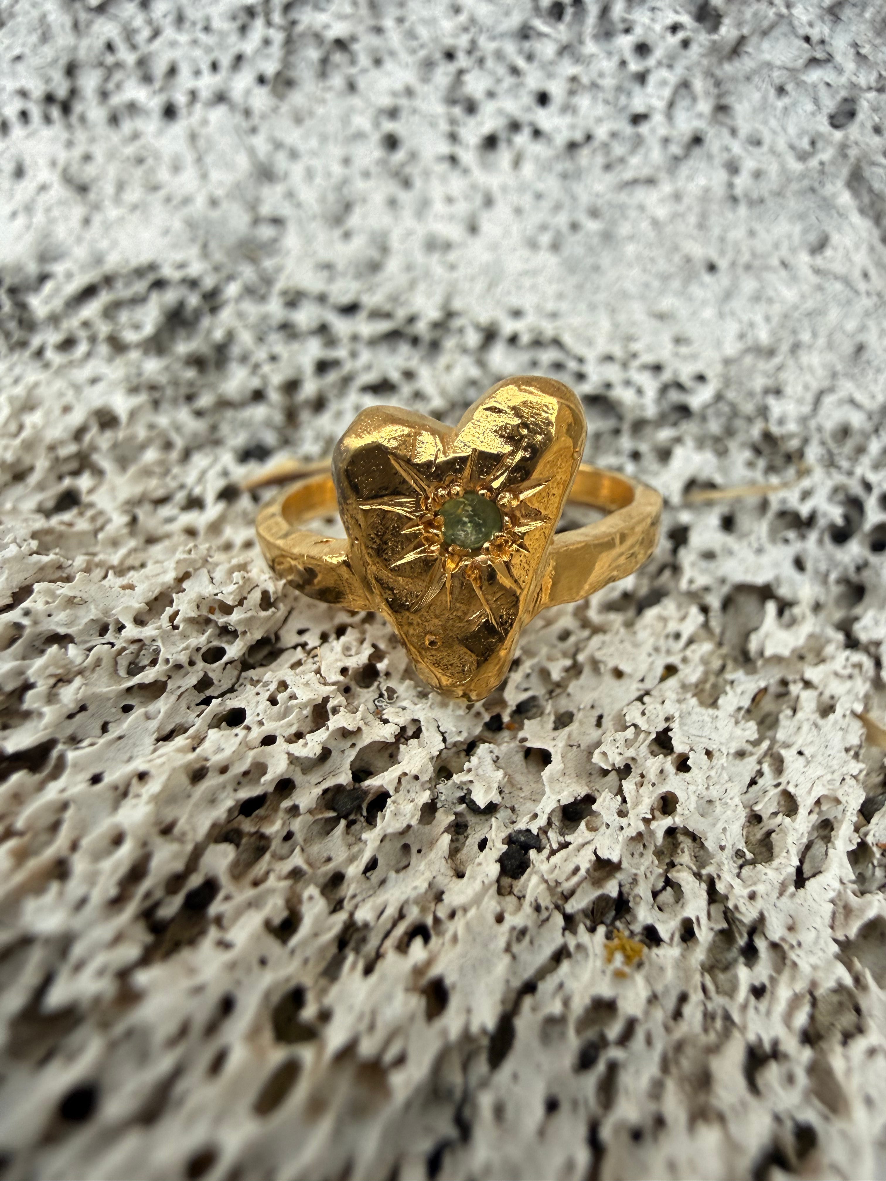 MY HEART Ring GOLD PLATED - Peridot